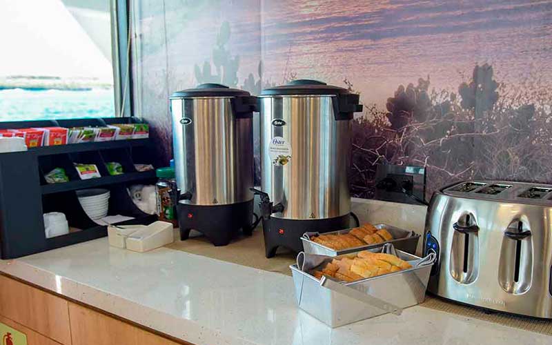 coffee station and unlimited water bonita cruise to Galapagos