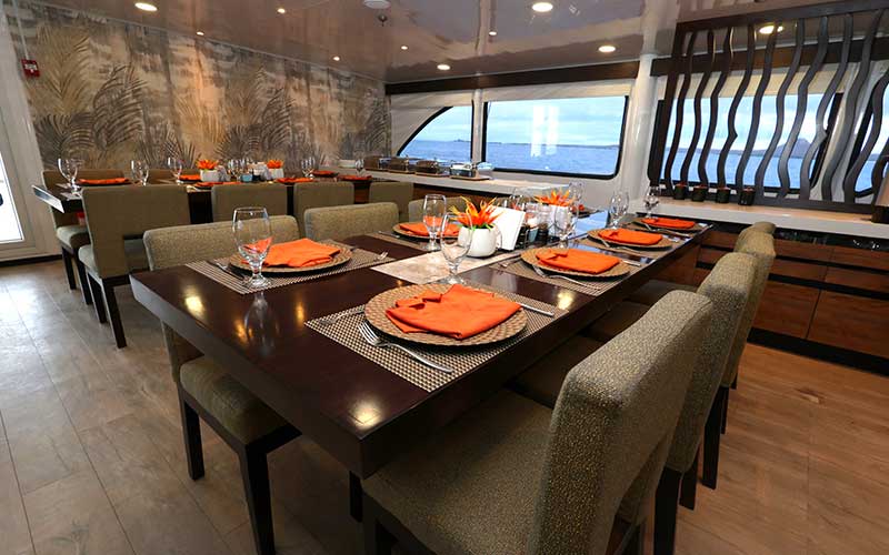 interior area dining room ecogalaxy cruise to Galapagos
