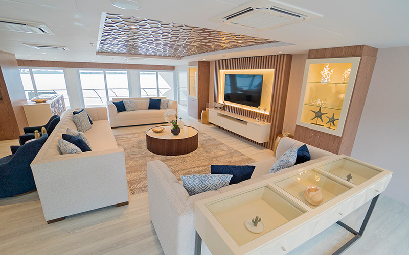 lounge area Elite Catamaran interior