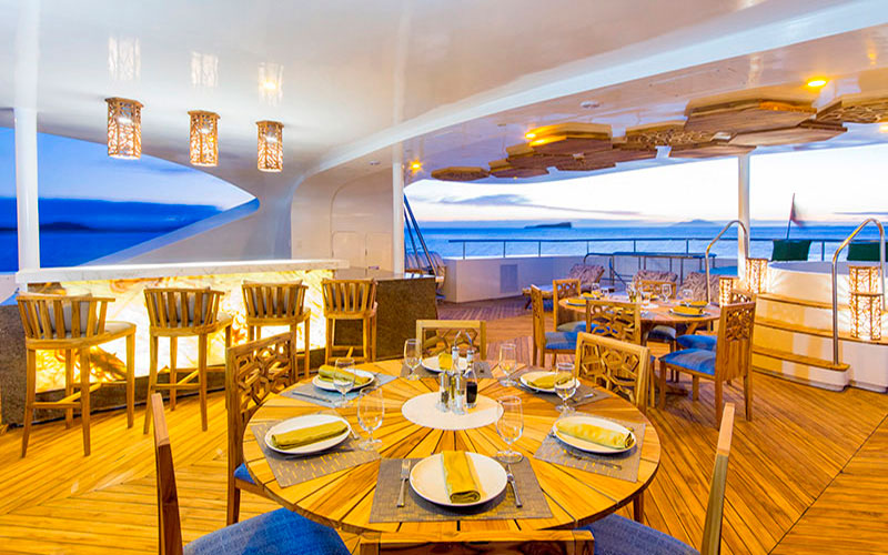 interior area dining room Elite Catamaran cruise to Galapagos