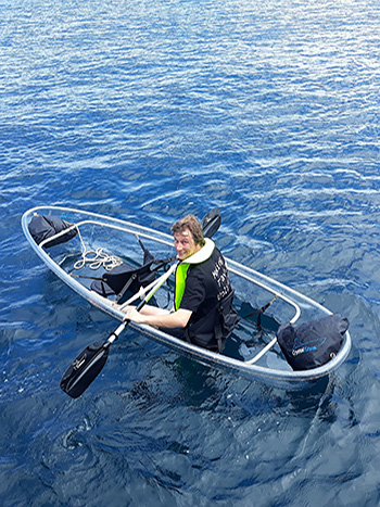 enjoying the sport Kayaking Endemic Catamaran cruise to Galapagos