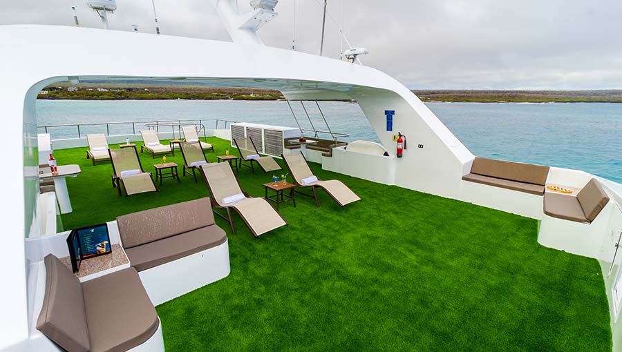 experience in the solarium for relax galaxy cruise to Galapagos