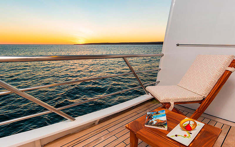 Outdoor balcony for the best cruise to Galapagos